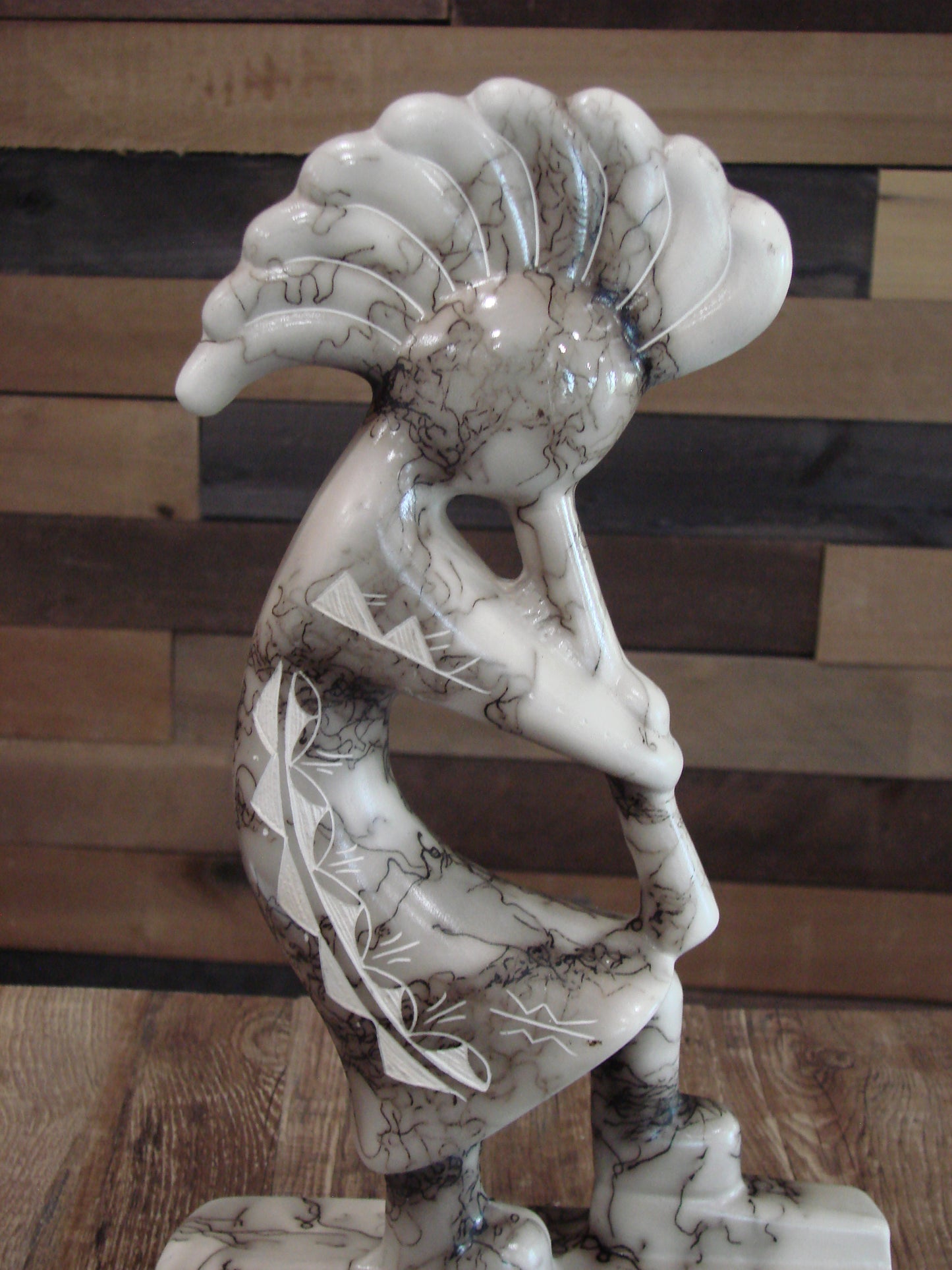 Native American Pottery Horse Hair Kokopelli Sculpture by Vail