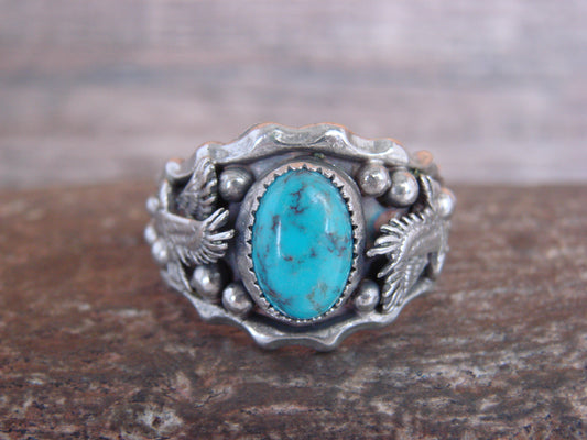 Native American Sterling Silver Turquoise Eagle Ring Size 13 - Morgan