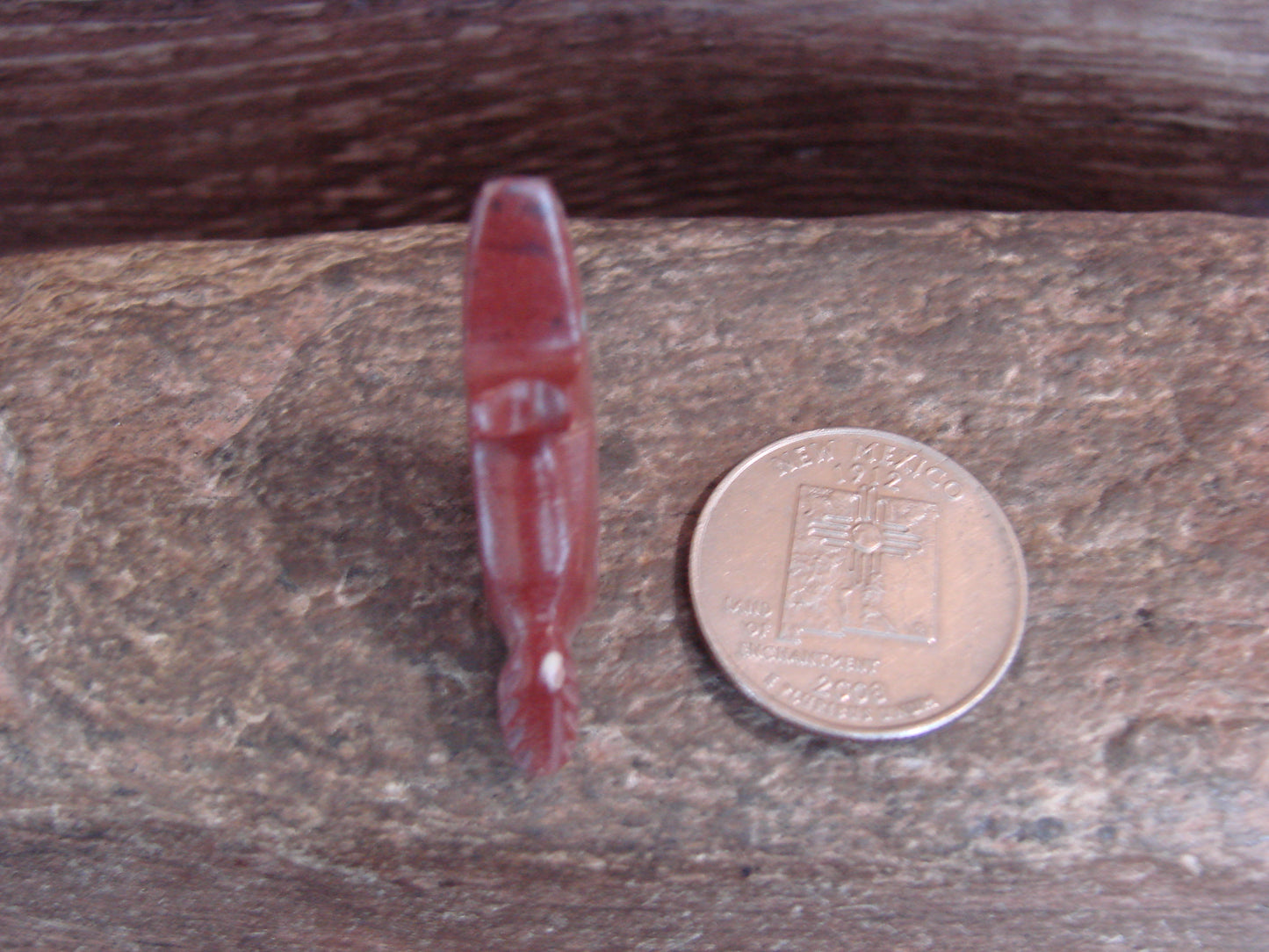 Native American Zuni Indian Hand Carved Pipestone Coyote Fetish - B. Phillips