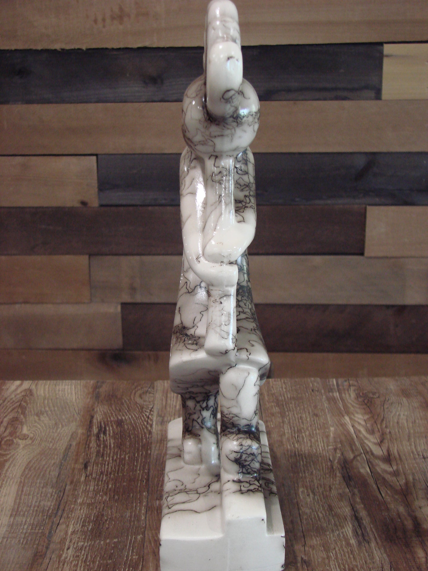 Native American Pottery Horse Hair Kokopelli Sculpture by Vail