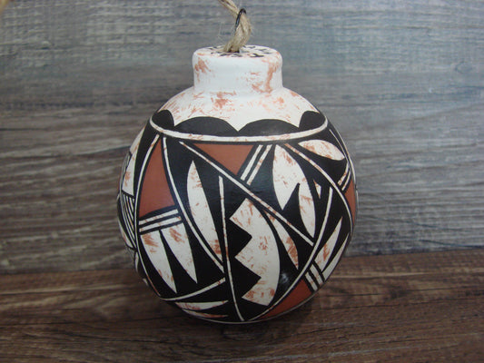 Native American Acoma Indian Hand Painted Fine Line Ornament by T. Sal