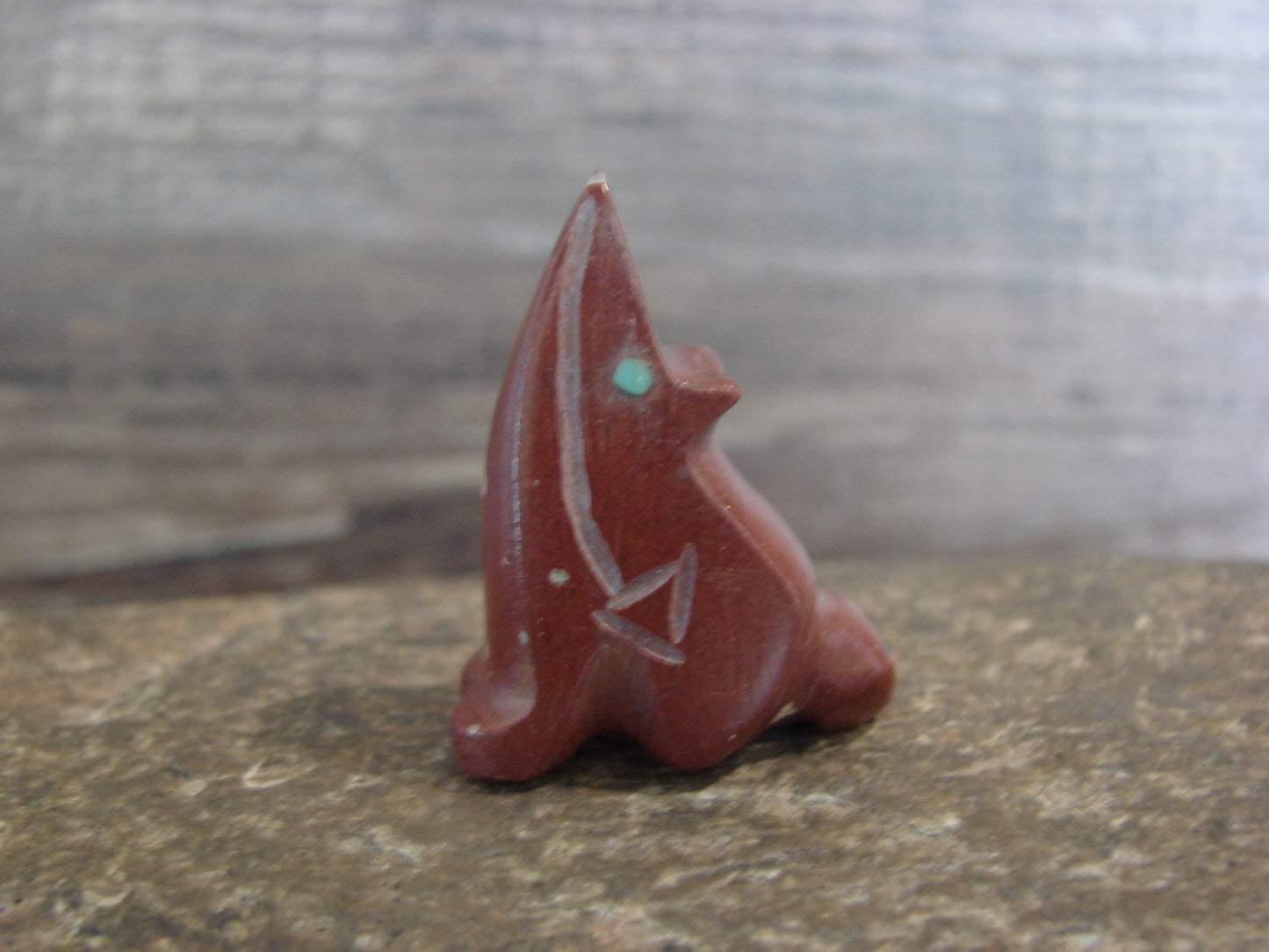 Native American Zuni Indian Hand Carved Pipestone Coyote Fetish - B. Phillips