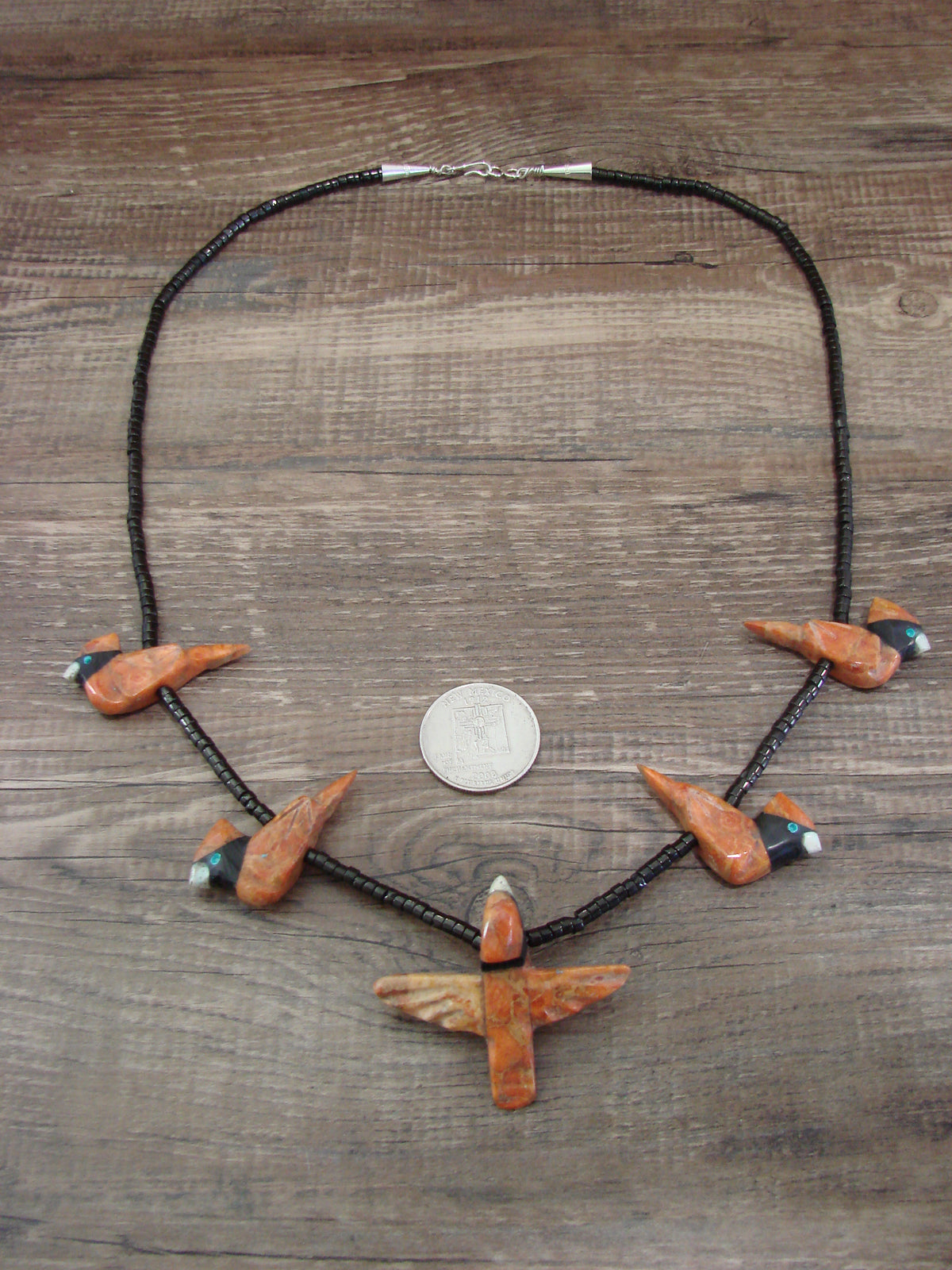 Hand Carved Apple Coral Cardinal Fetish Necklace - Matt Mitchell
