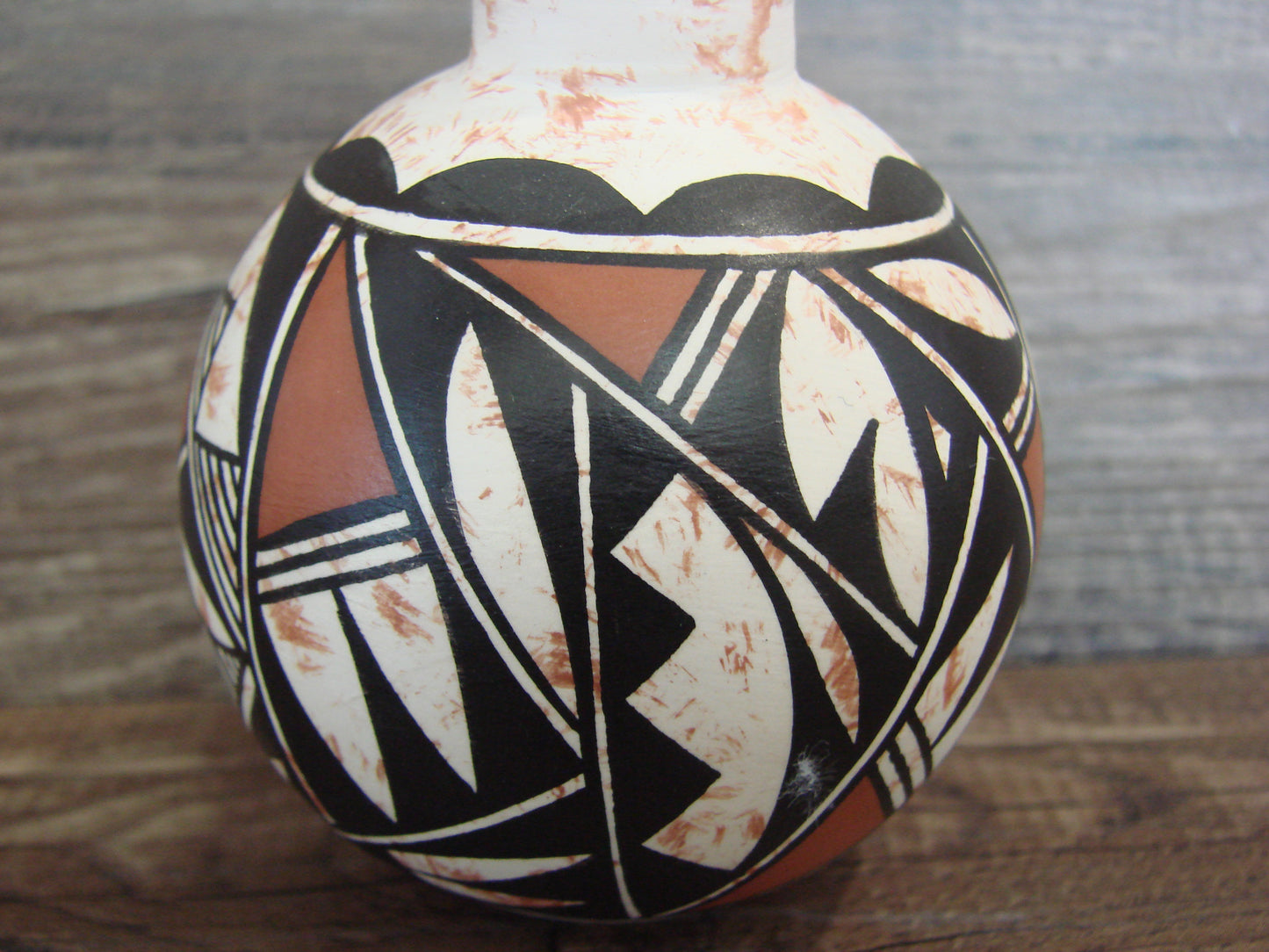 Native American Acoma Indian Hand Painted Fine Line Ornament by T. Sal