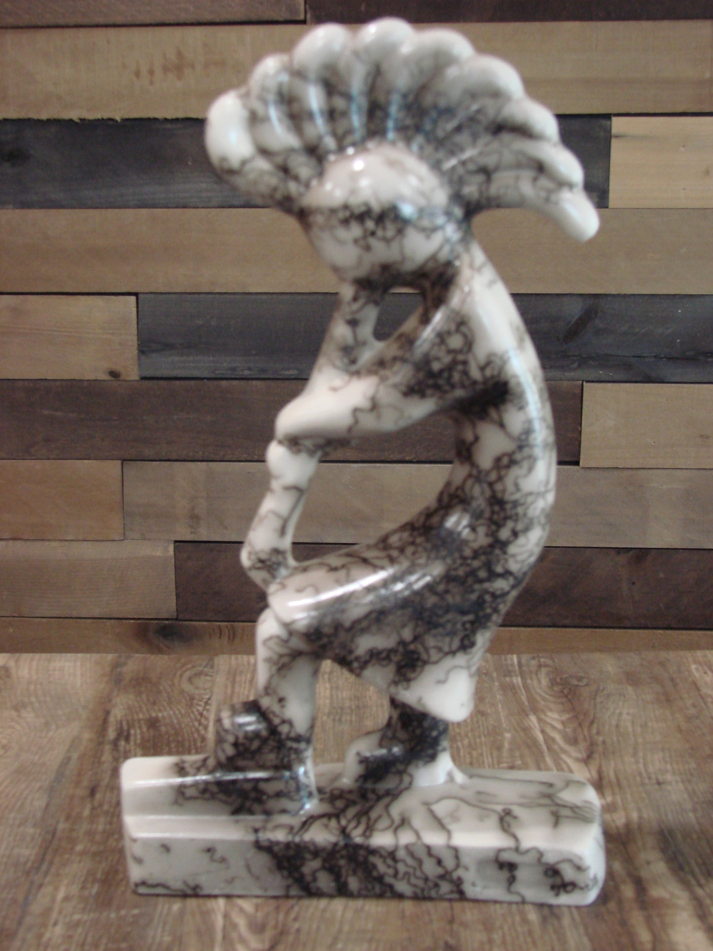 Native American Pottery Horse Hair Kokopelli Sculpture by Vail