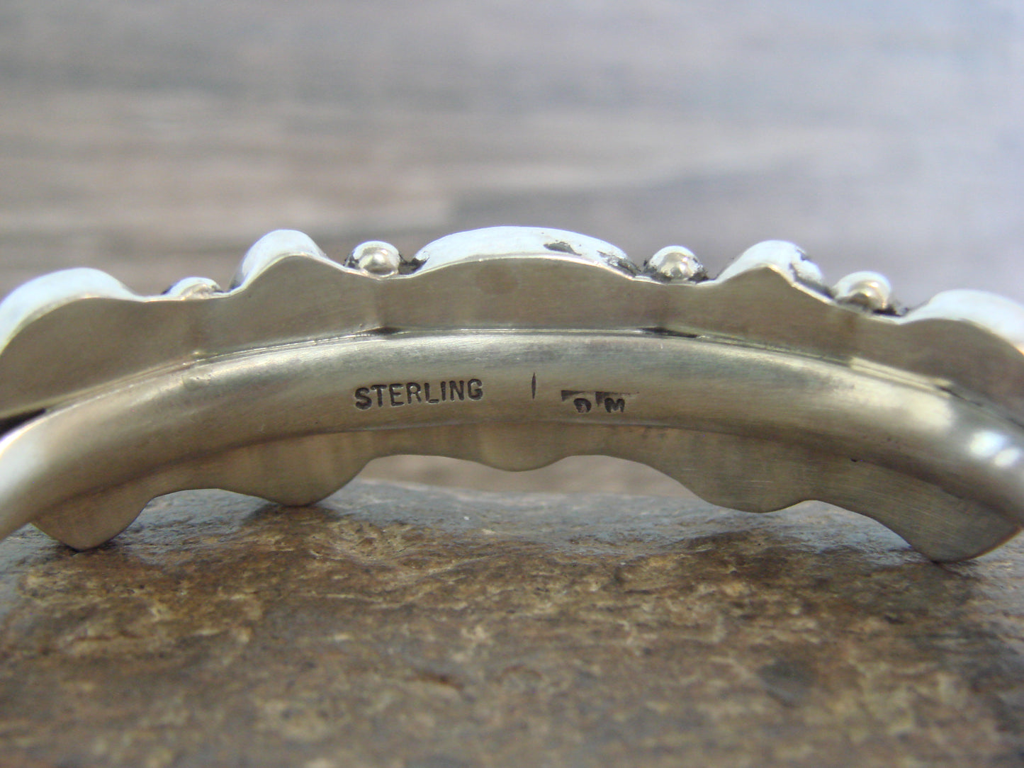 Native American Sterling Silver & Sonoran Turquoise Row Bracelet by Morgan
