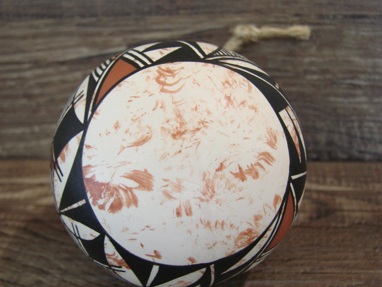 Native American Acoma Indian Hand Painted Fine Line Ornament by T. Sal