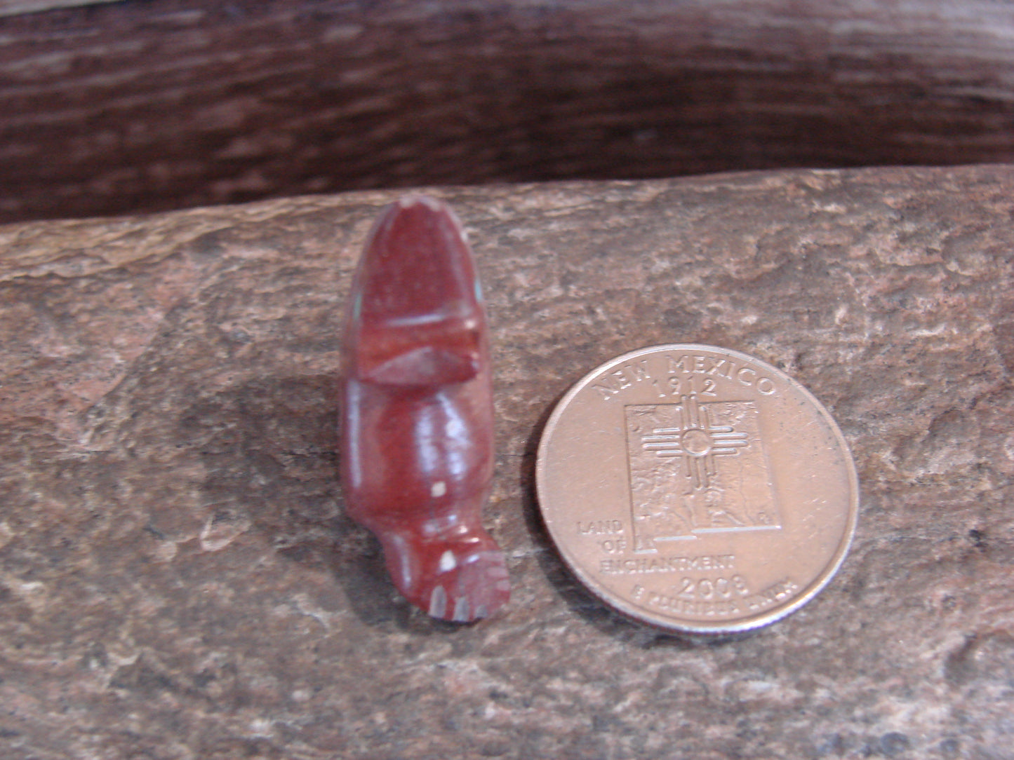 Native American Zuni Indian Hand Carved Pipestone Coyote Fetish - B. Phillips