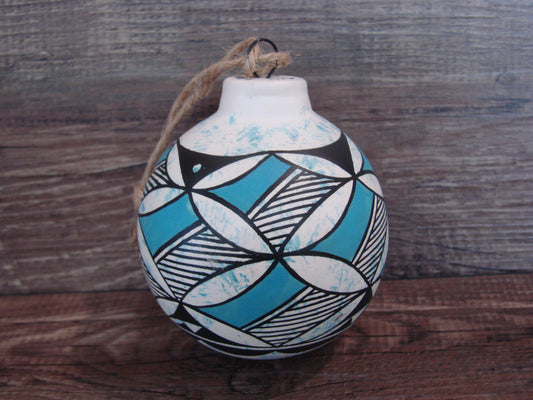 Native American Acoma Indian Hand Painted Fine Line Ornament by T. Sal