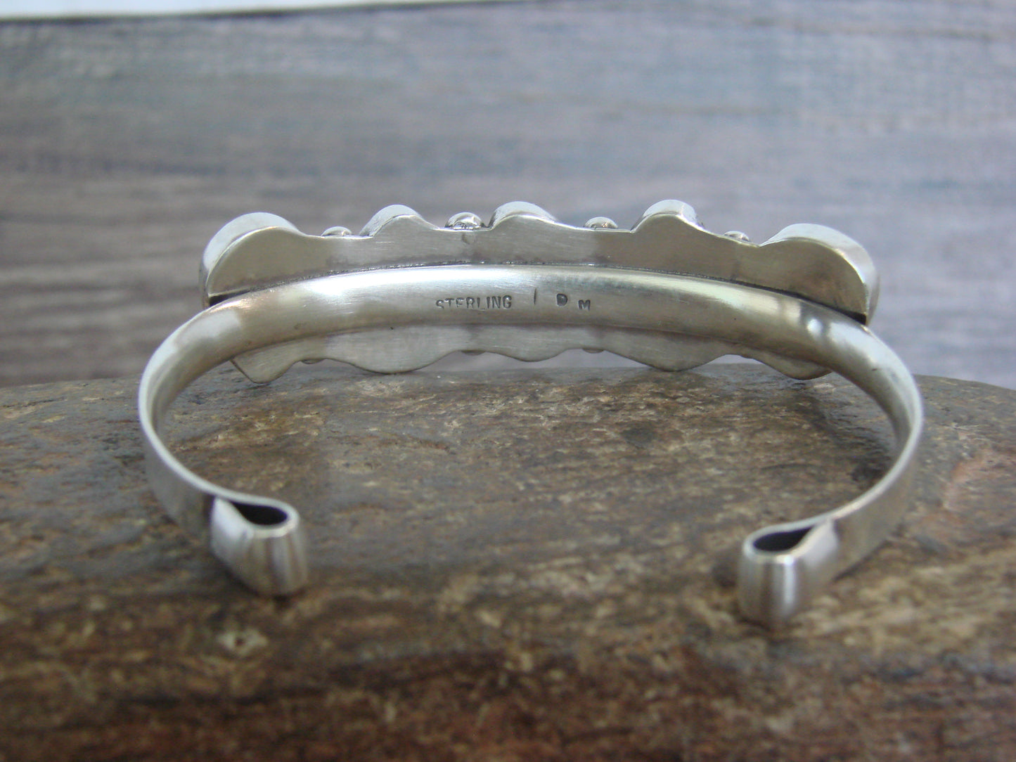 Native American Sterling Silver & Sonoran Turquoise Row Bracelet by Morgan