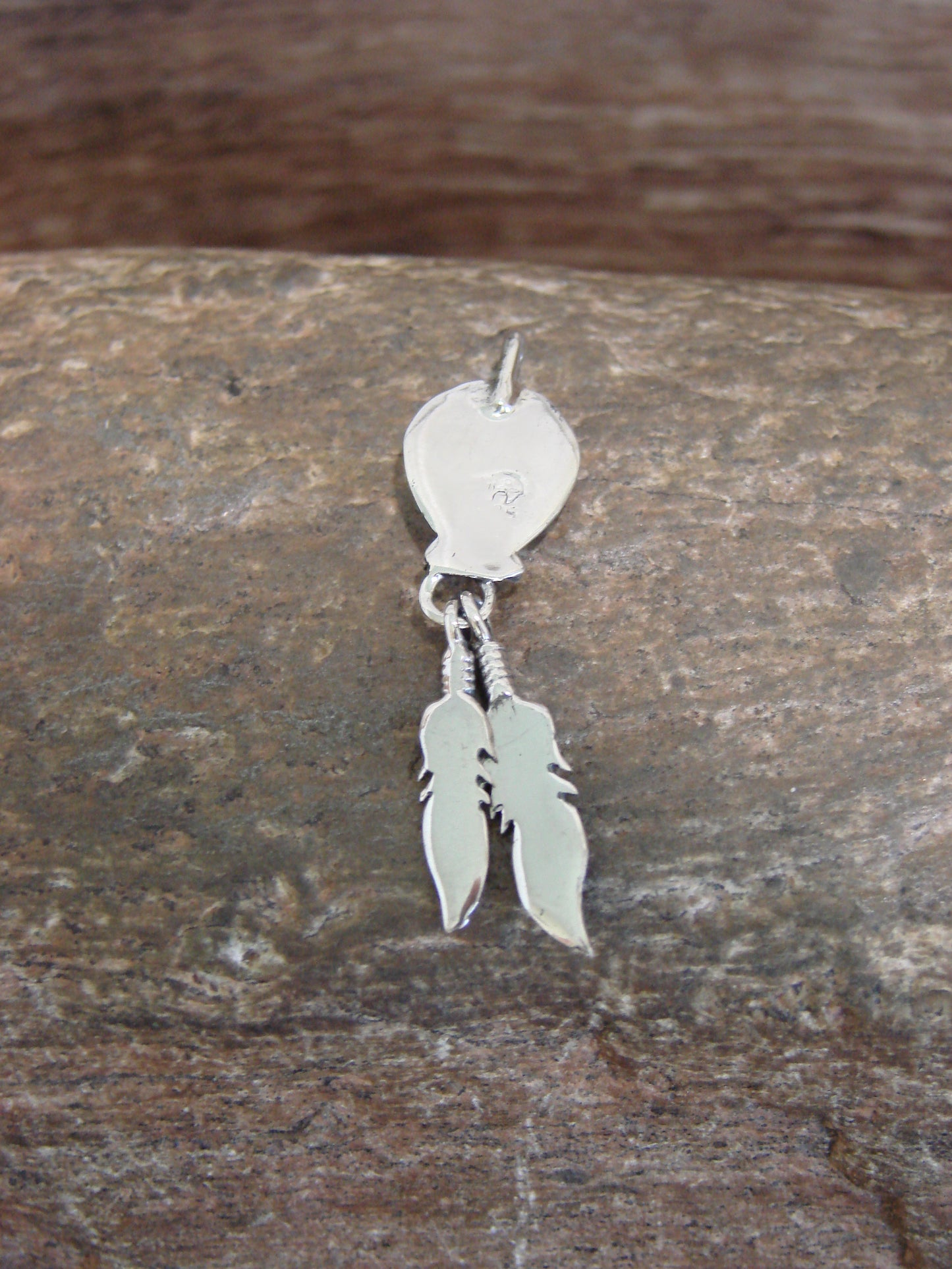 Native American Sterling Silver Turquoise Bear Paw Feather Pendant - Spencer