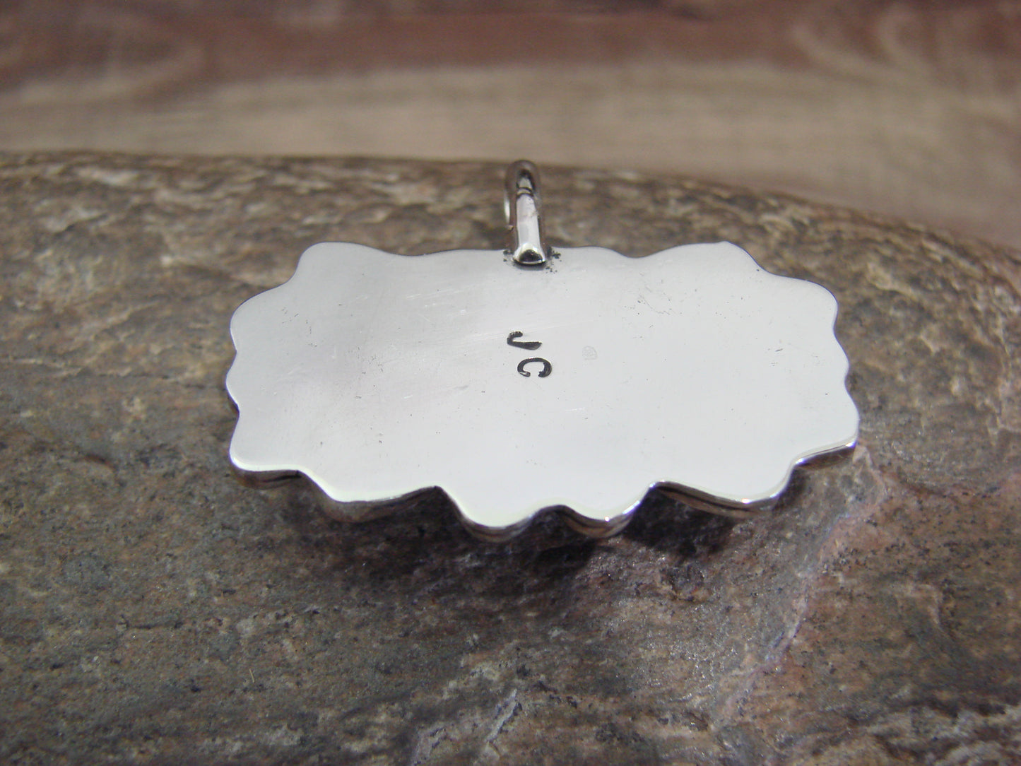 Native American Nickel Silver & Turquoise Howlite Pendant - Cleveland