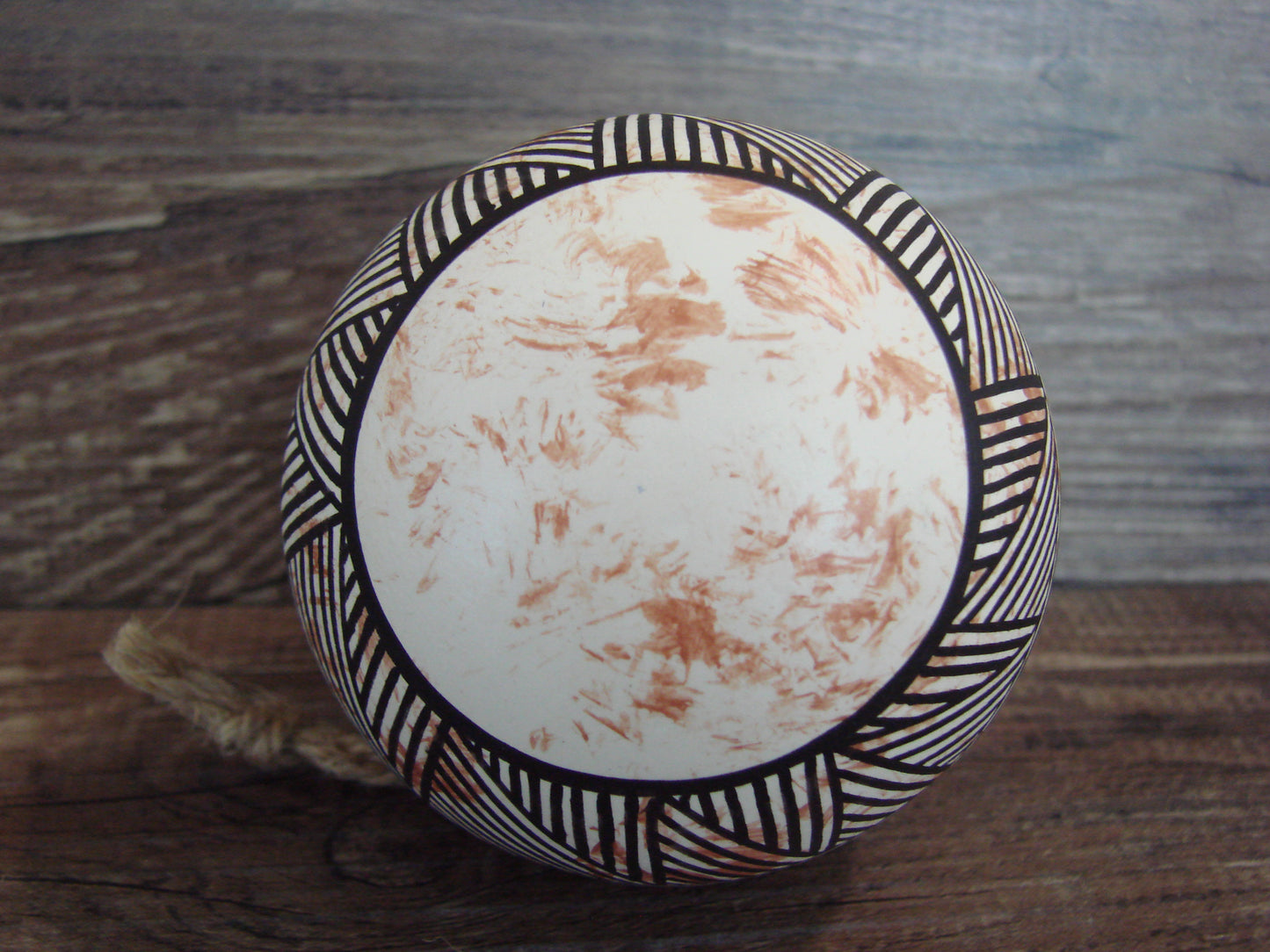 Native American Acoma Indian Hand Painted Fine Line Ornament by T. Sal