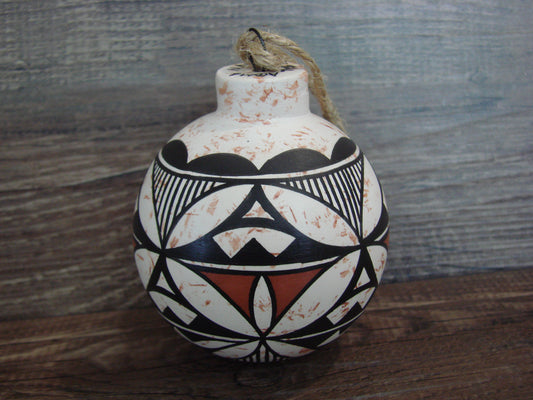 Native American Acoma Indian Hand Painted Fine Line Ornament by T. Sal
