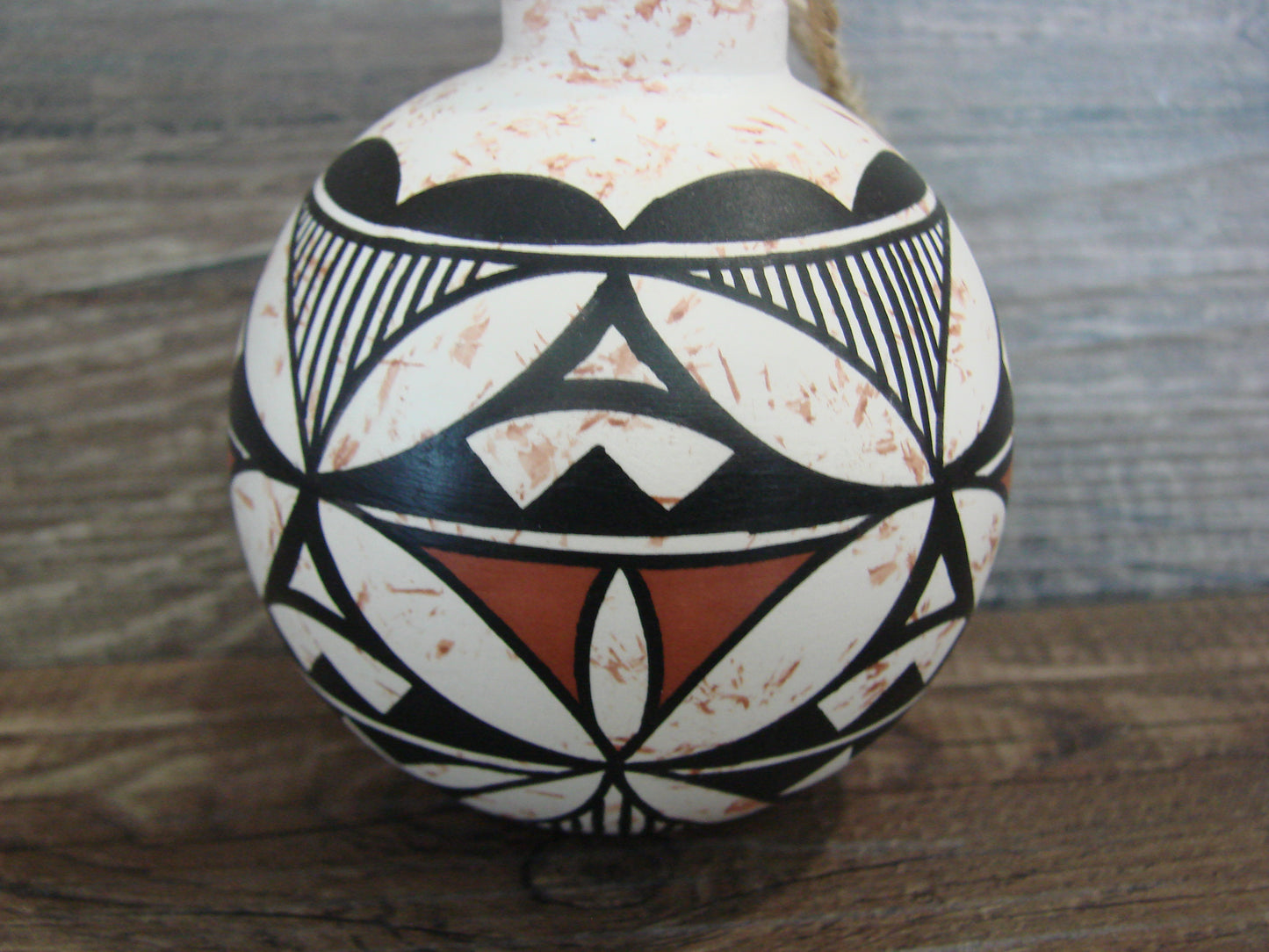 Native American Acoma Indian Hand Painted Fine Line Ornament by T. Sal