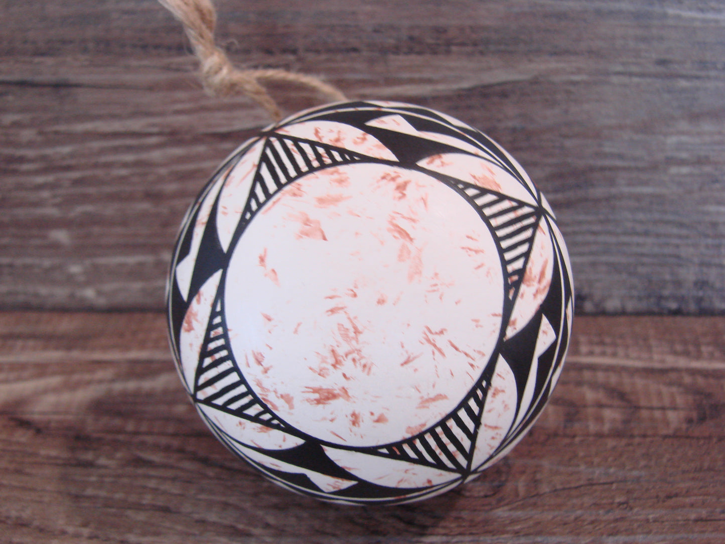 Native American Acoma Indian Hand Painted Fine Line Ornament by T. Sal
