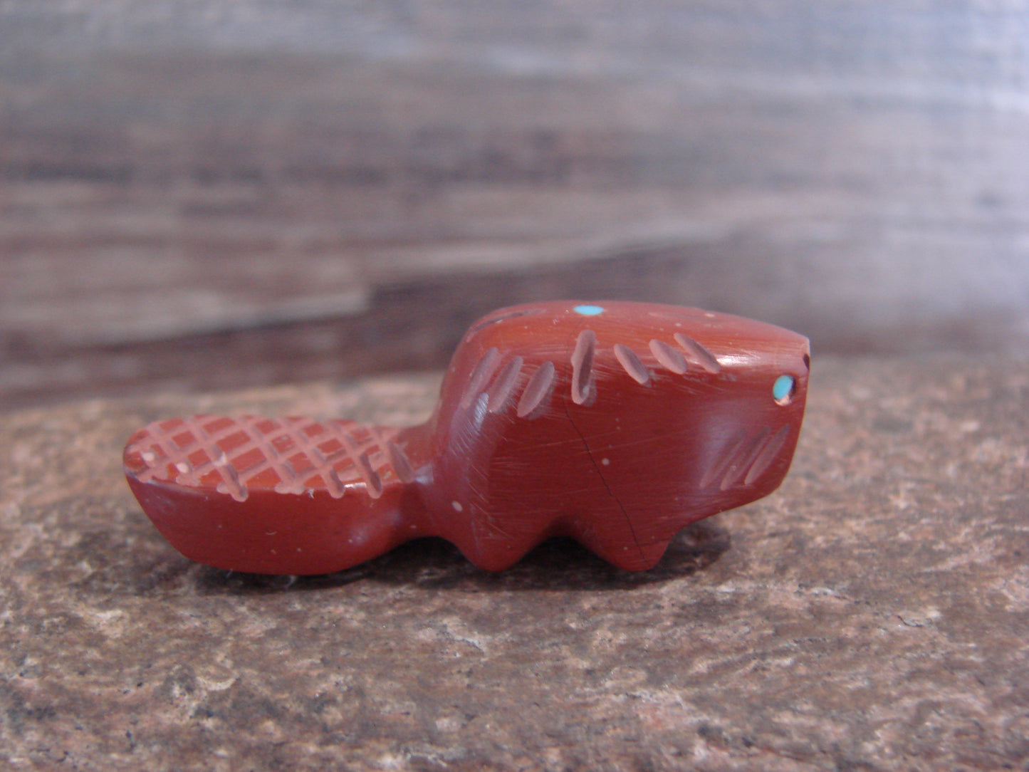 Native American Zuni Indian Hand Carved Pipestone Beaver Fetish - B. Phillips