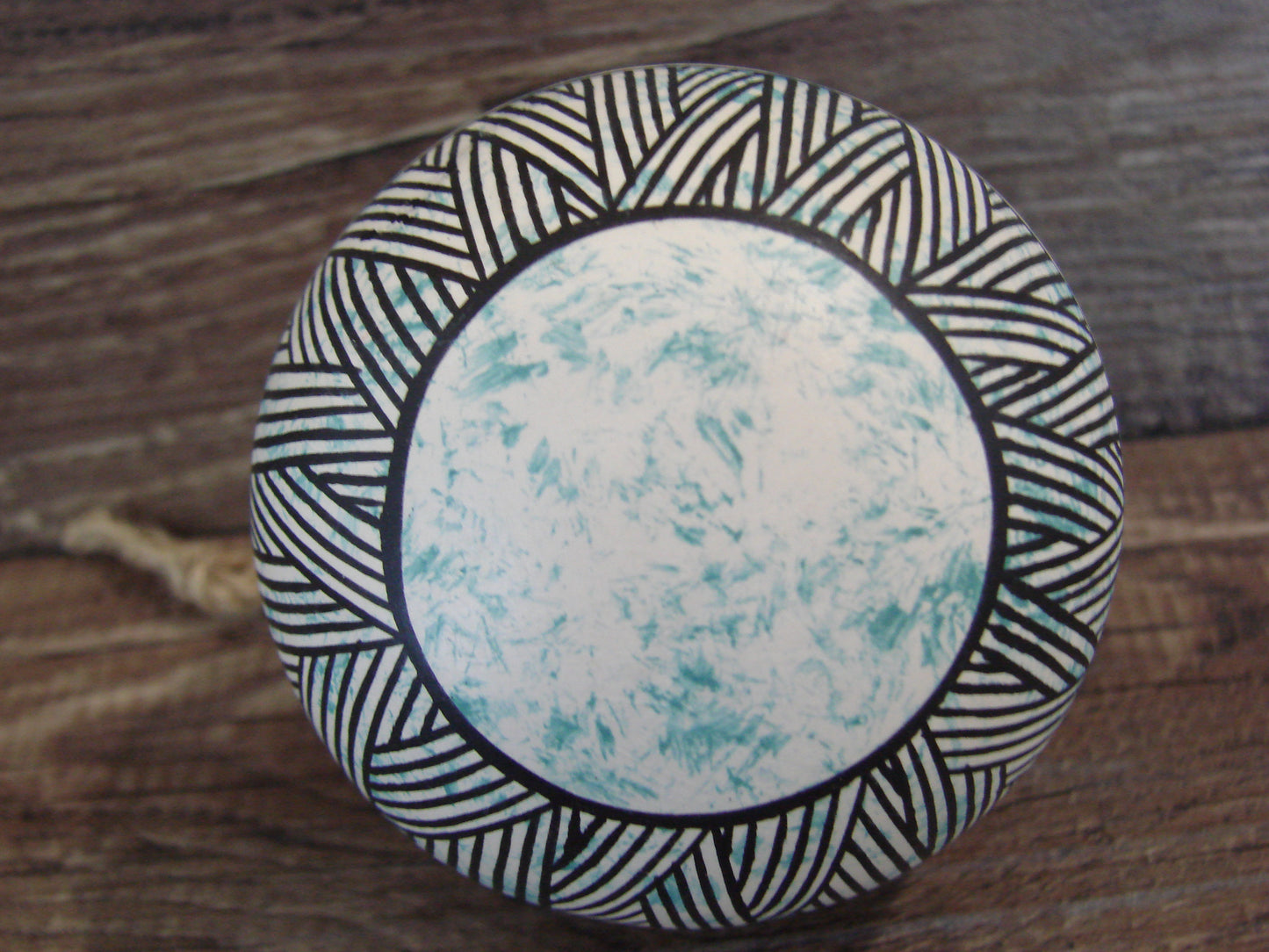 Native American Acoma Indian Hand Painted Fine Line Ornament by T. Sal