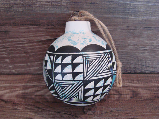 Native American Acoma Indian Hand Painted Fine Line Ornament by T. Sal