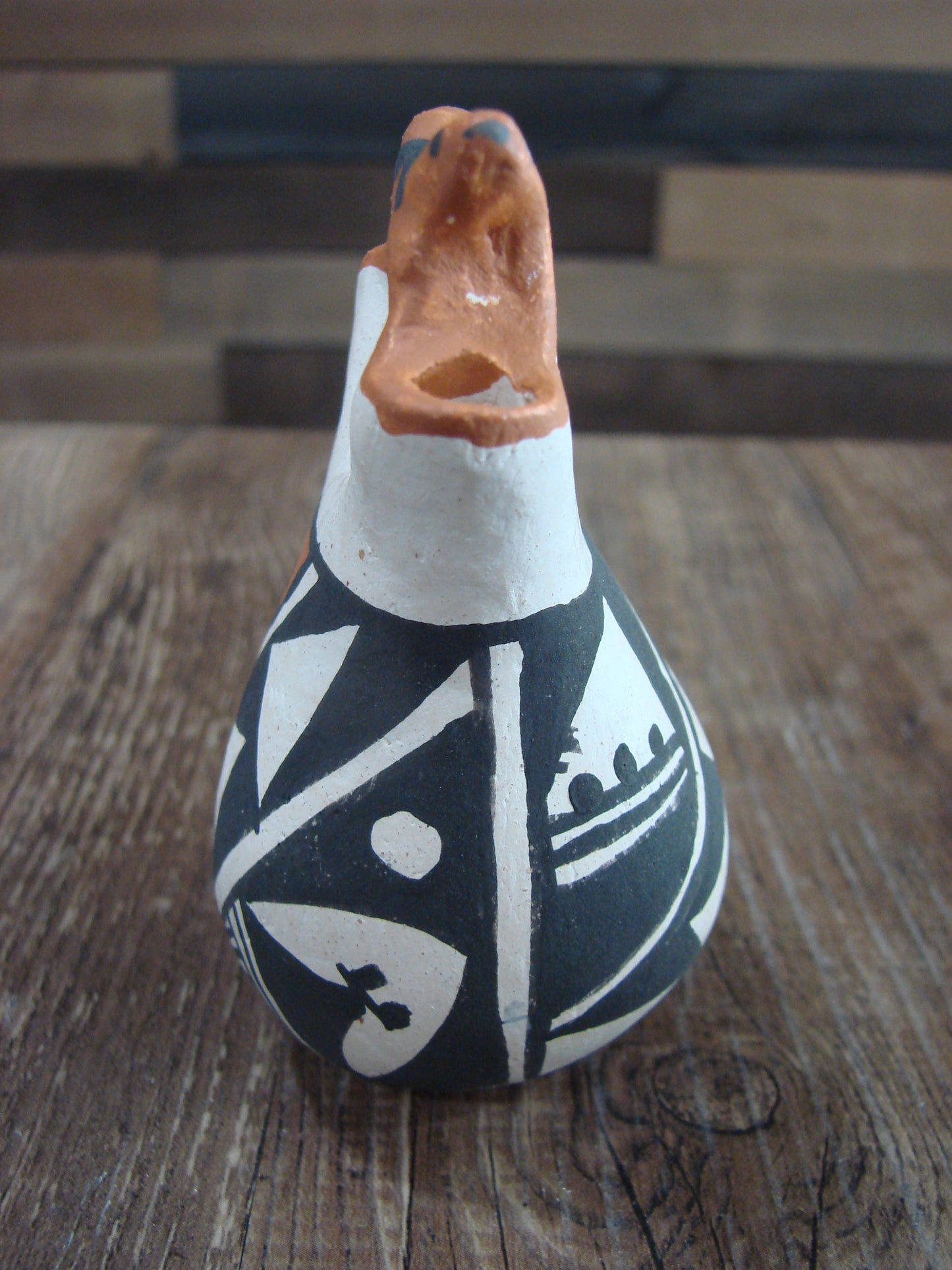 Small Native American Acoma Hand Painted Clay Wedding Vase by Leno