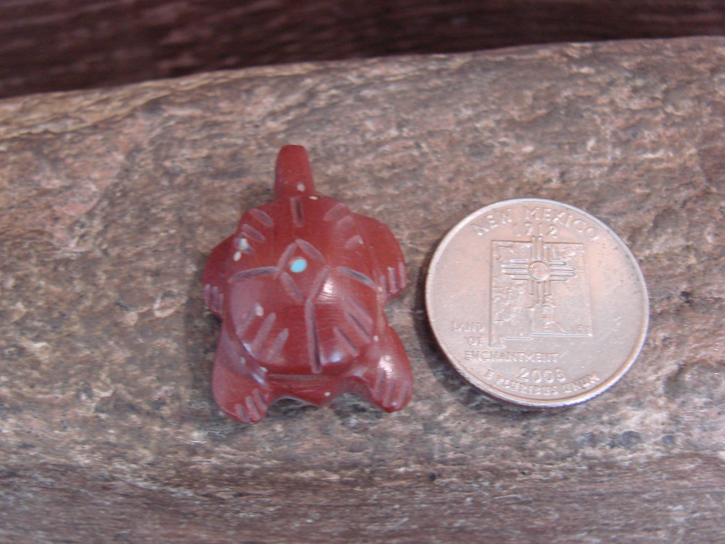 Native American Zuni Indian Hand Carved Pipestone Turtle Fetish - B. Phillips
