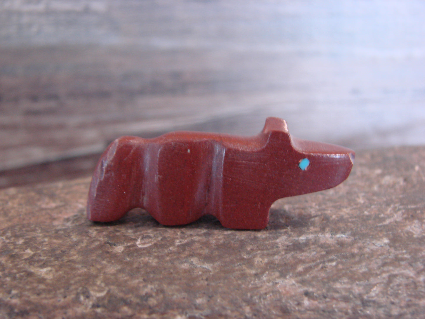 Native American Zuni Indian Hand Carved Pipestone Wolf Fetish - B. Phillips
