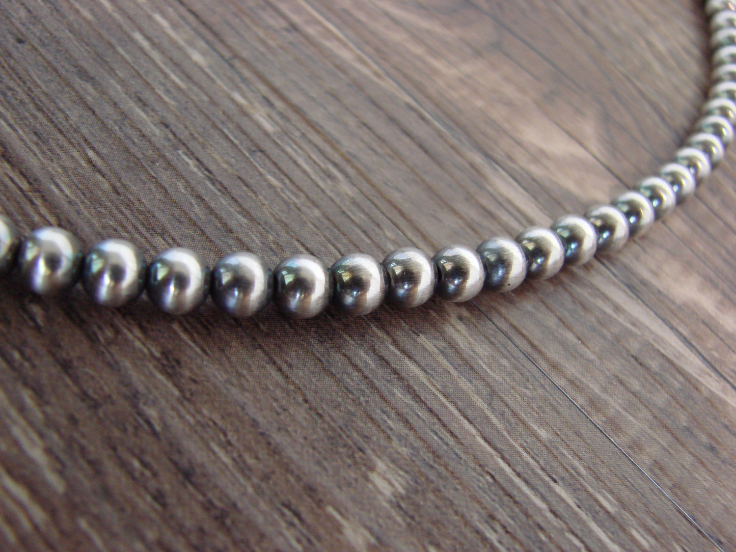 Native American 16" Sterling Silver & Turquoise Navajo Pearl Necklace by McCarthy