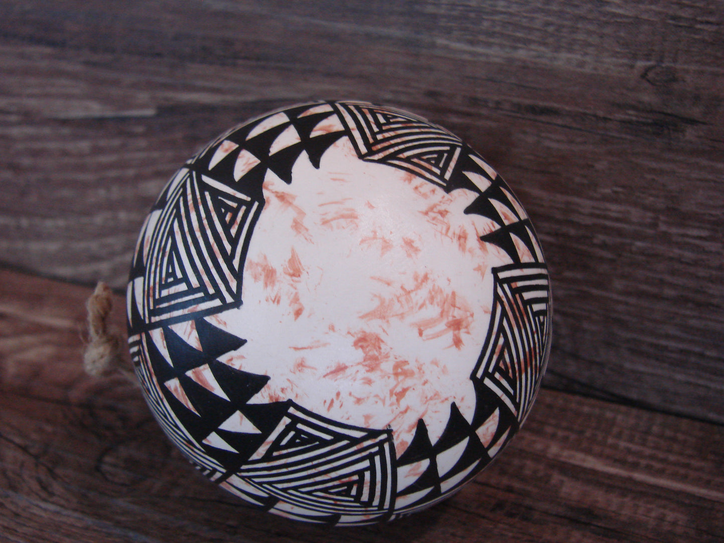Native American Acoma Indian Hand Painted Fine Line Ornament by T. Sal