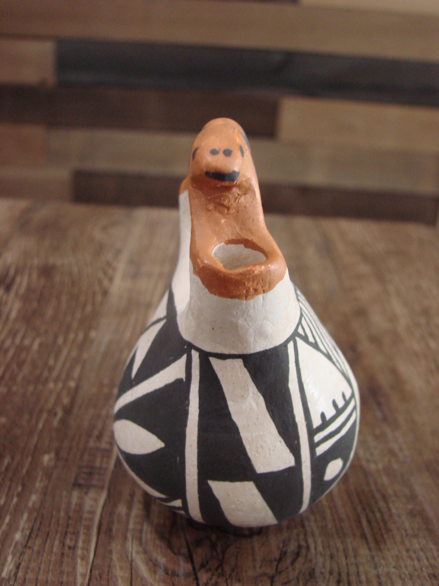 Small Native American Acoma Hand Painted Clay Wedding Vase by Leno