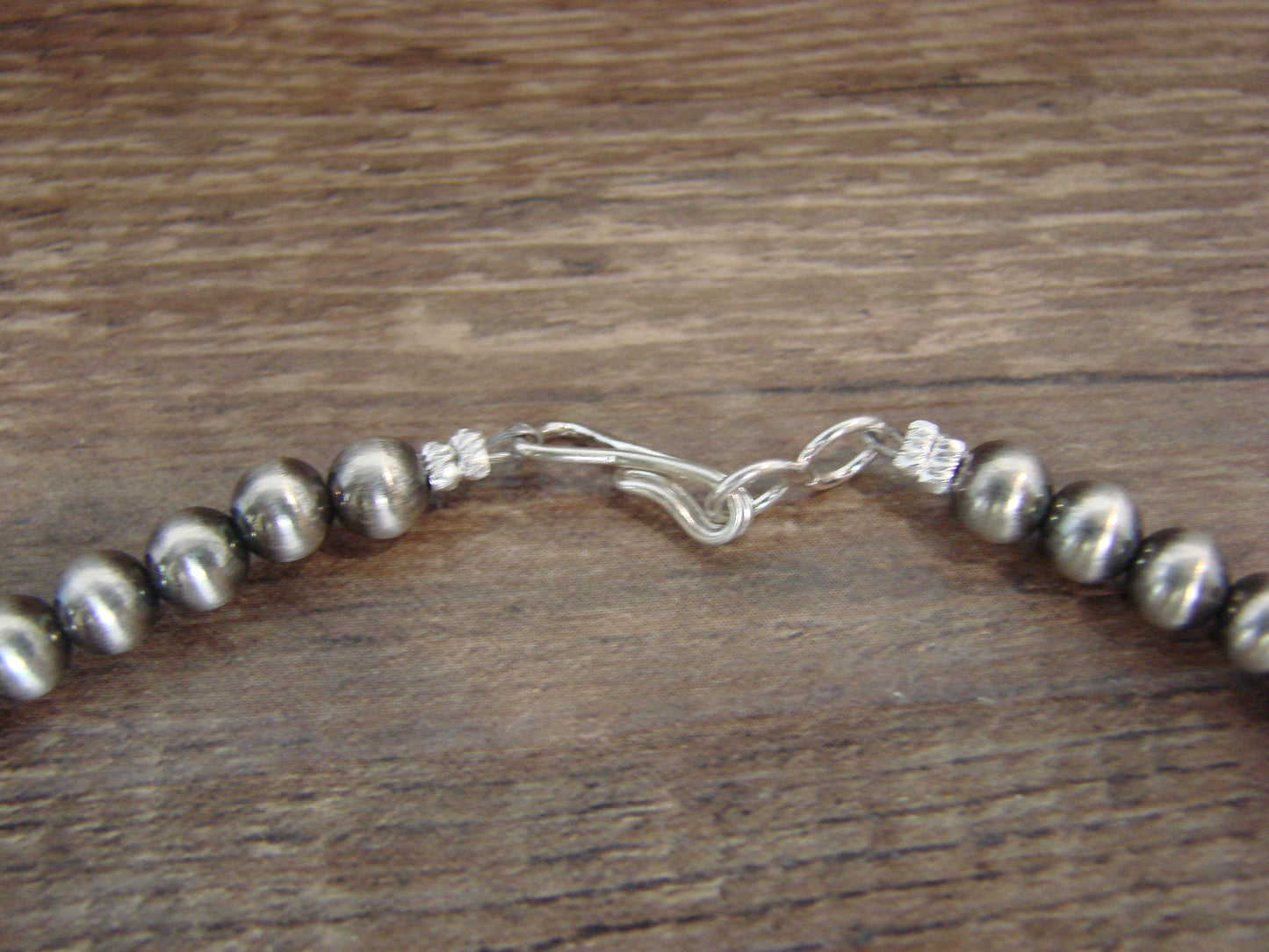 Native American 16" Sterling Silver & Turquoise Navajo Pearl Necklace by McCarthy