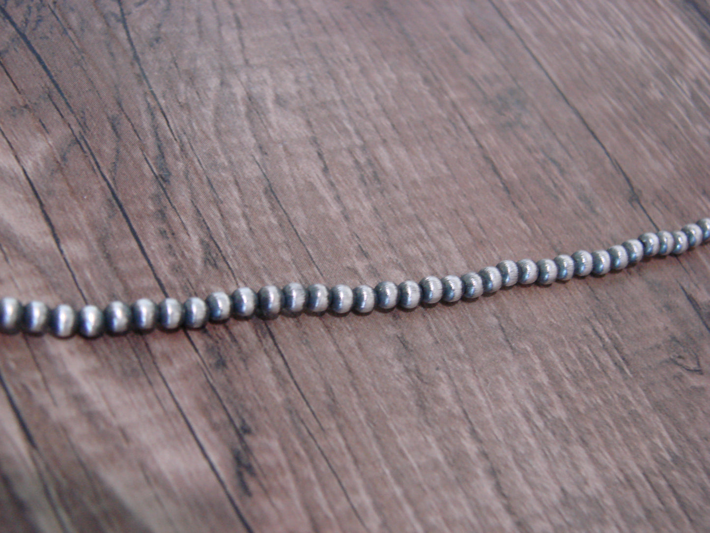 Native American Sterling Silver 3mm Navajo Pearl 24" Necklace - Mariano