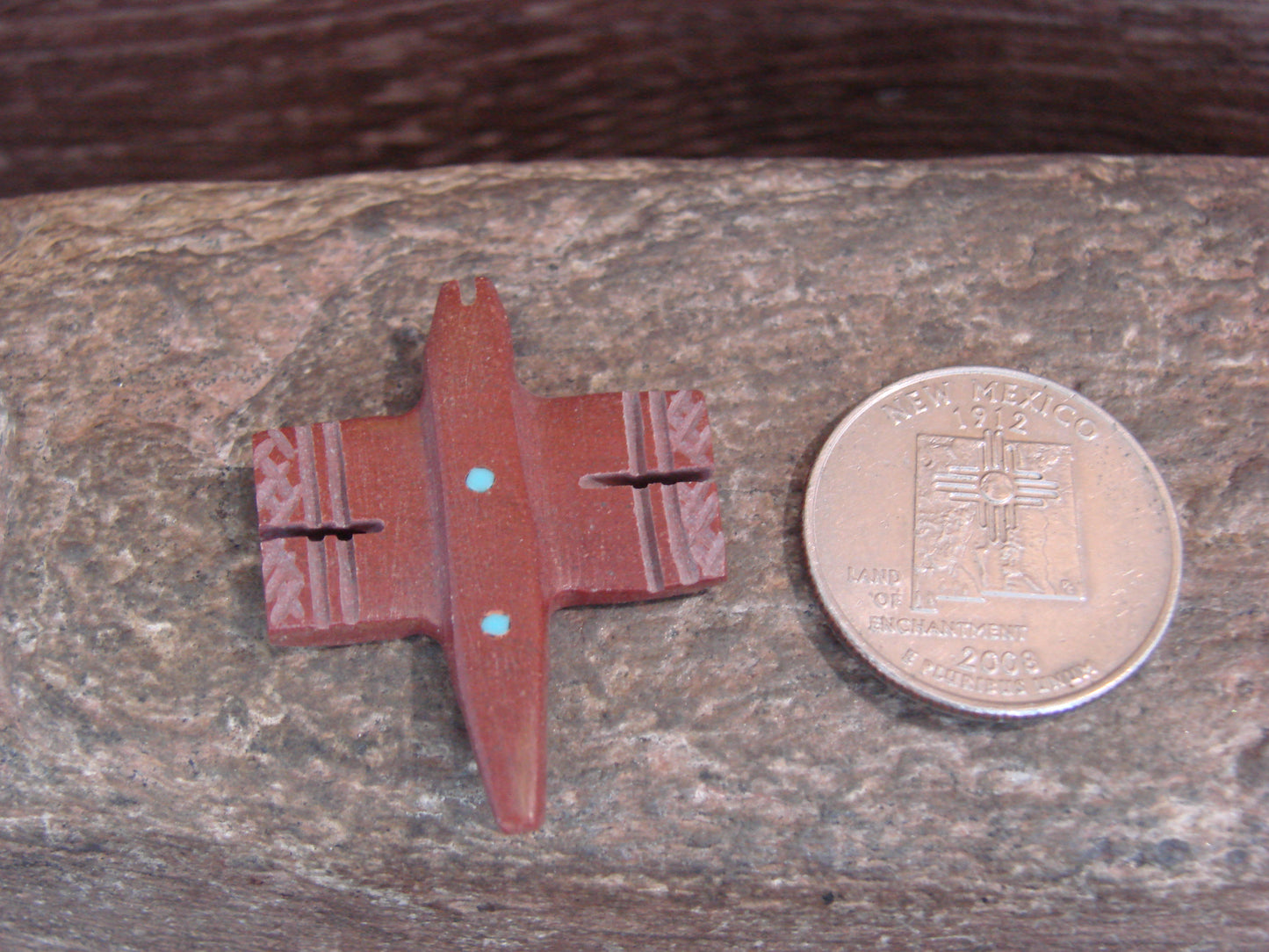 Native American Zuni Indian Hand Carved Pipestone Dragonfly Fetish - B. Phillips