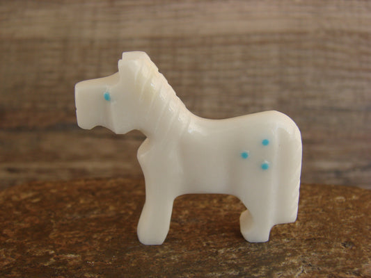 Native American Zuni Indian Hand Carved Horse Marble Fetish by Etsate