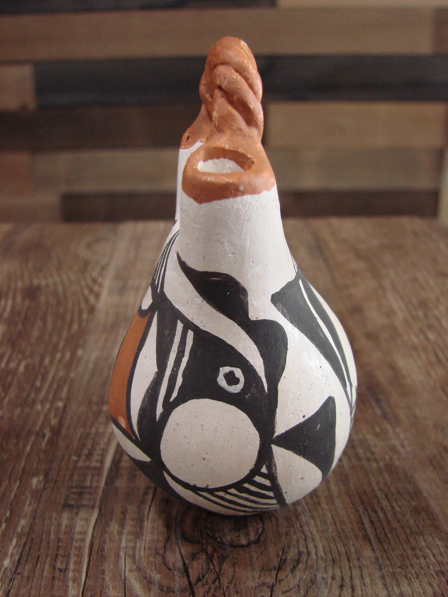 Small Native American Acoma Hand Painted Clay Wedding Vase by Leno