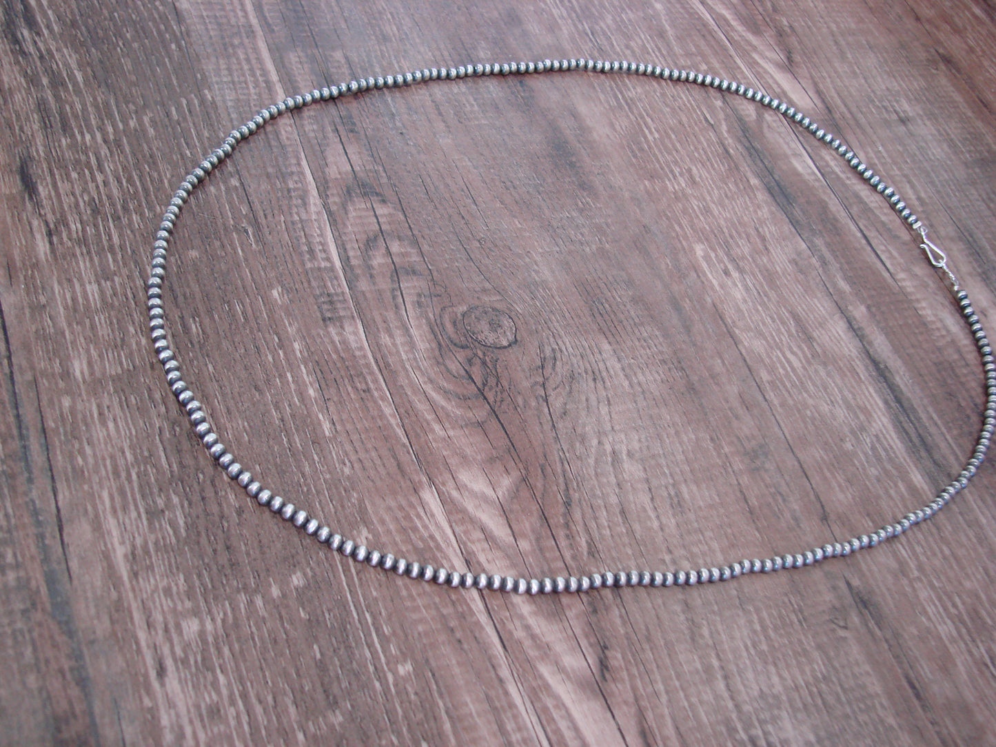 Native American Sterling Silver 3mm Navajo Pearl 24" Necklace - Mariano