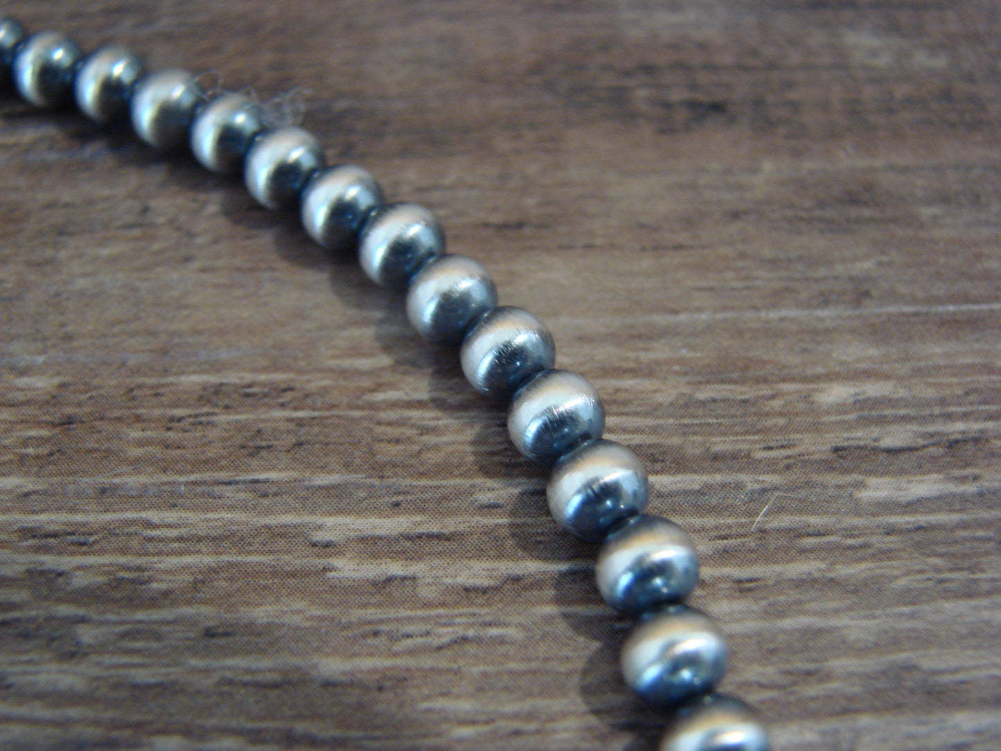Native American Hand Strung Round Navajo Pearl 16" Necklace by I. John