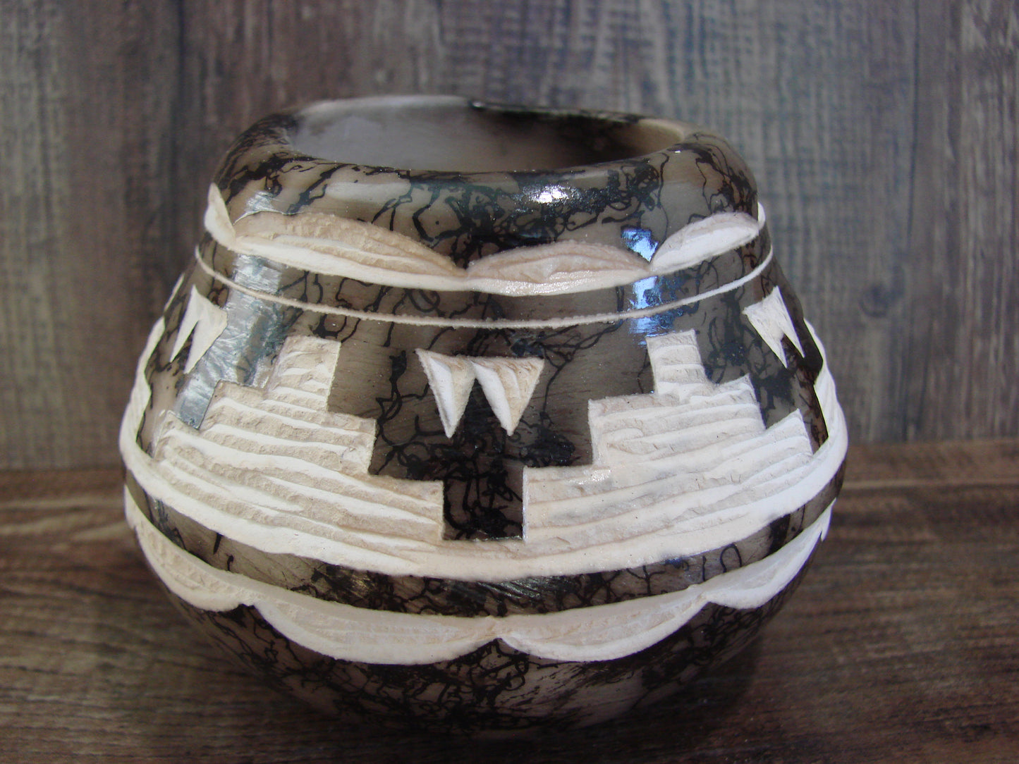 Native American Navajo Indian Horse Hair Pottery by Vail