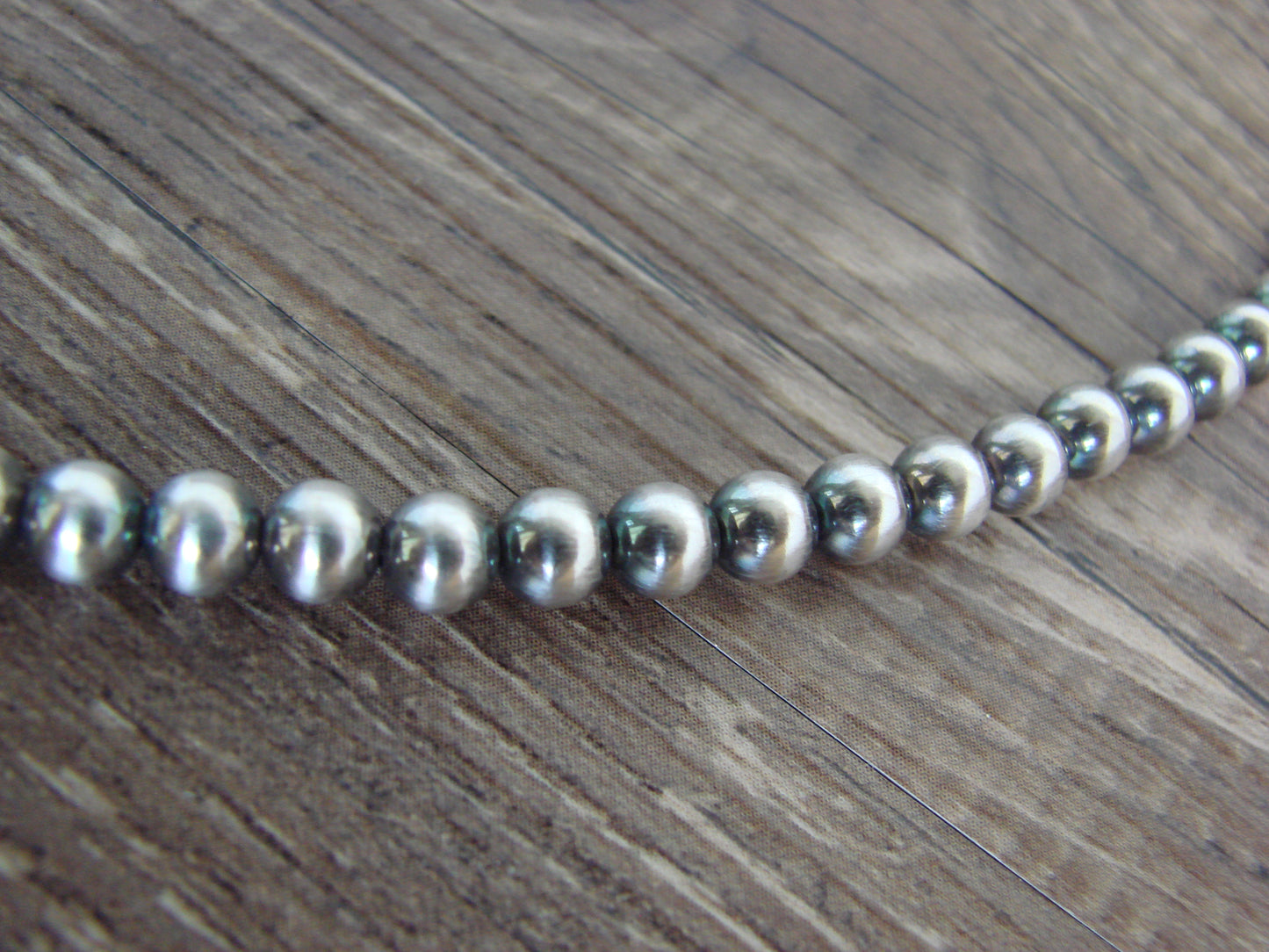 Native American 16" Sterling Silver & Turquoise Navajo Pearl Necklace by McCarthy