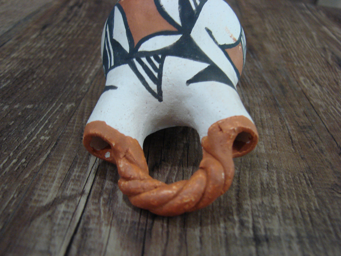 Small Native American Acoma Hand Painted Clay Wedding Vase by Leno