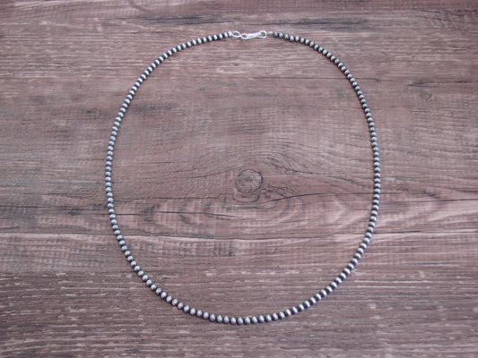 Native American Sterling Silver 3mm Navajo Pearl 18" Necklace - Mariano