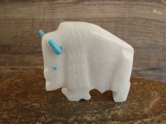 Native American Zuni Indian Hand Carved Buffalo Marble Fetish by Etsate