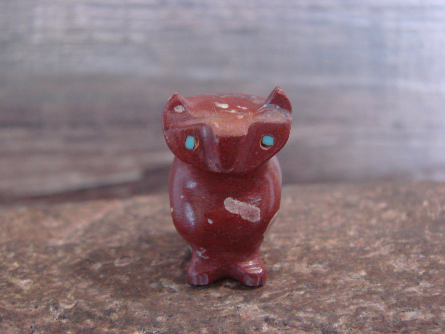 Native American Zuni Indian Hand Carved Pipestone Owl Fetish - B. Phillips