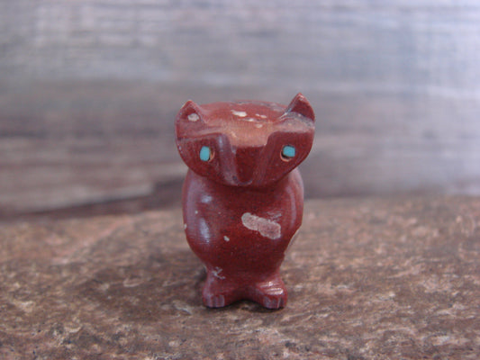 Native American Zuni Indian Hand Carved Pipestone Owl Fetish - B. Phillips