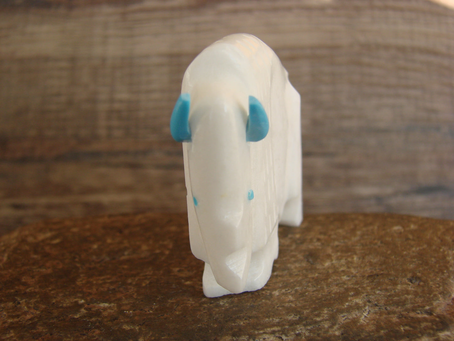 Native American Zuni Indian Hand Carved Buffalo Marble Fetish by Etsate
