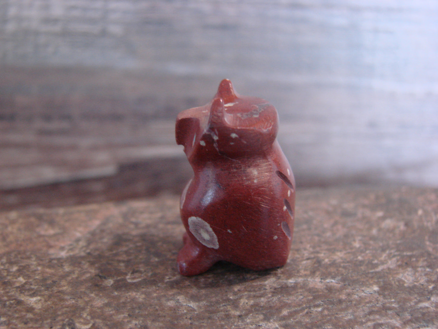 Native American Zuni Indian Hand Carved Pipestone Owl Fetish - B. Phillips