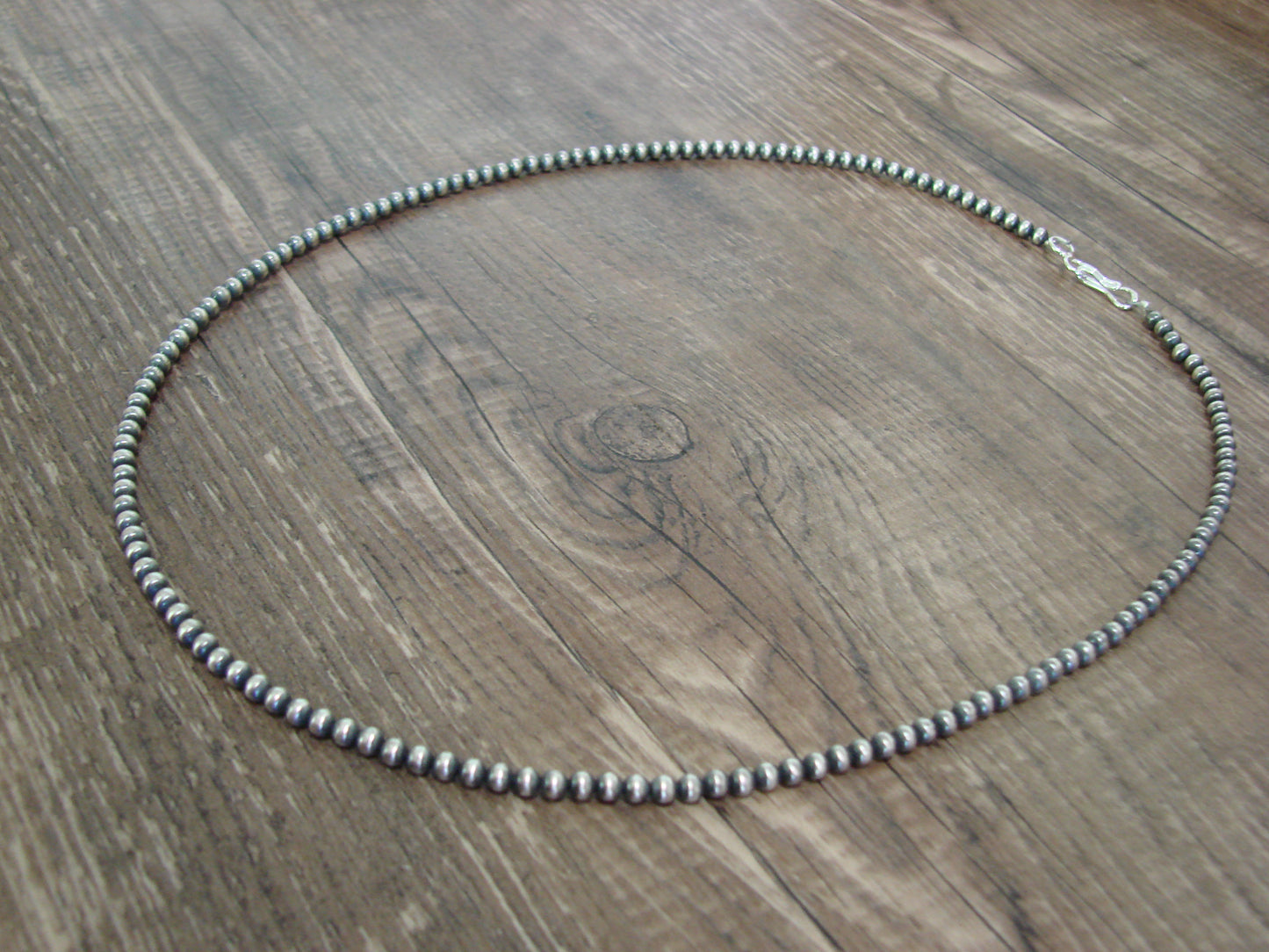 Native American Sterling Silver 3mm Navajo Pearl 18" Necklace - Mariano