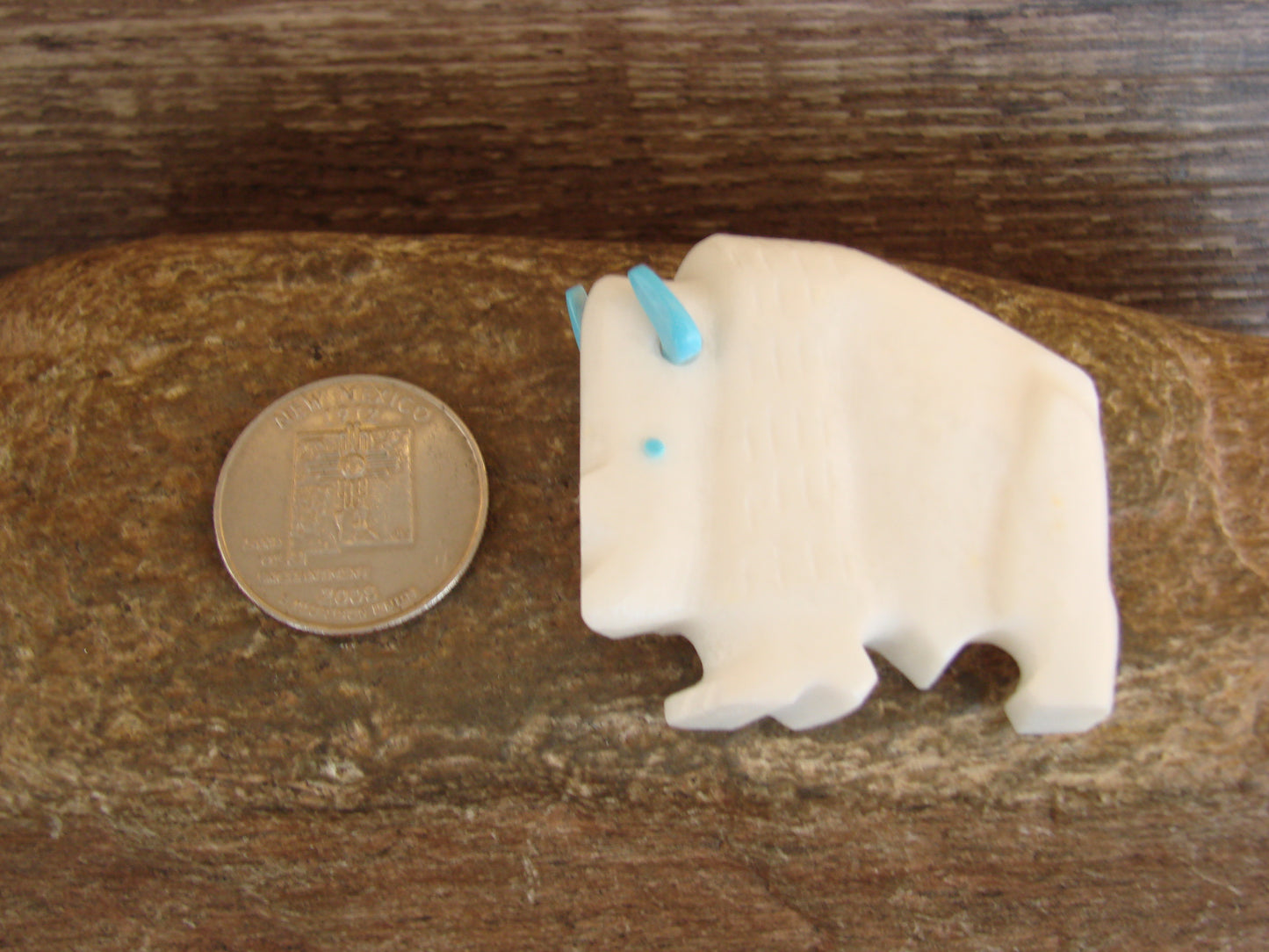 Native American Zuni Indian Hand Carved Buffalo Marble Fetish by Etsate