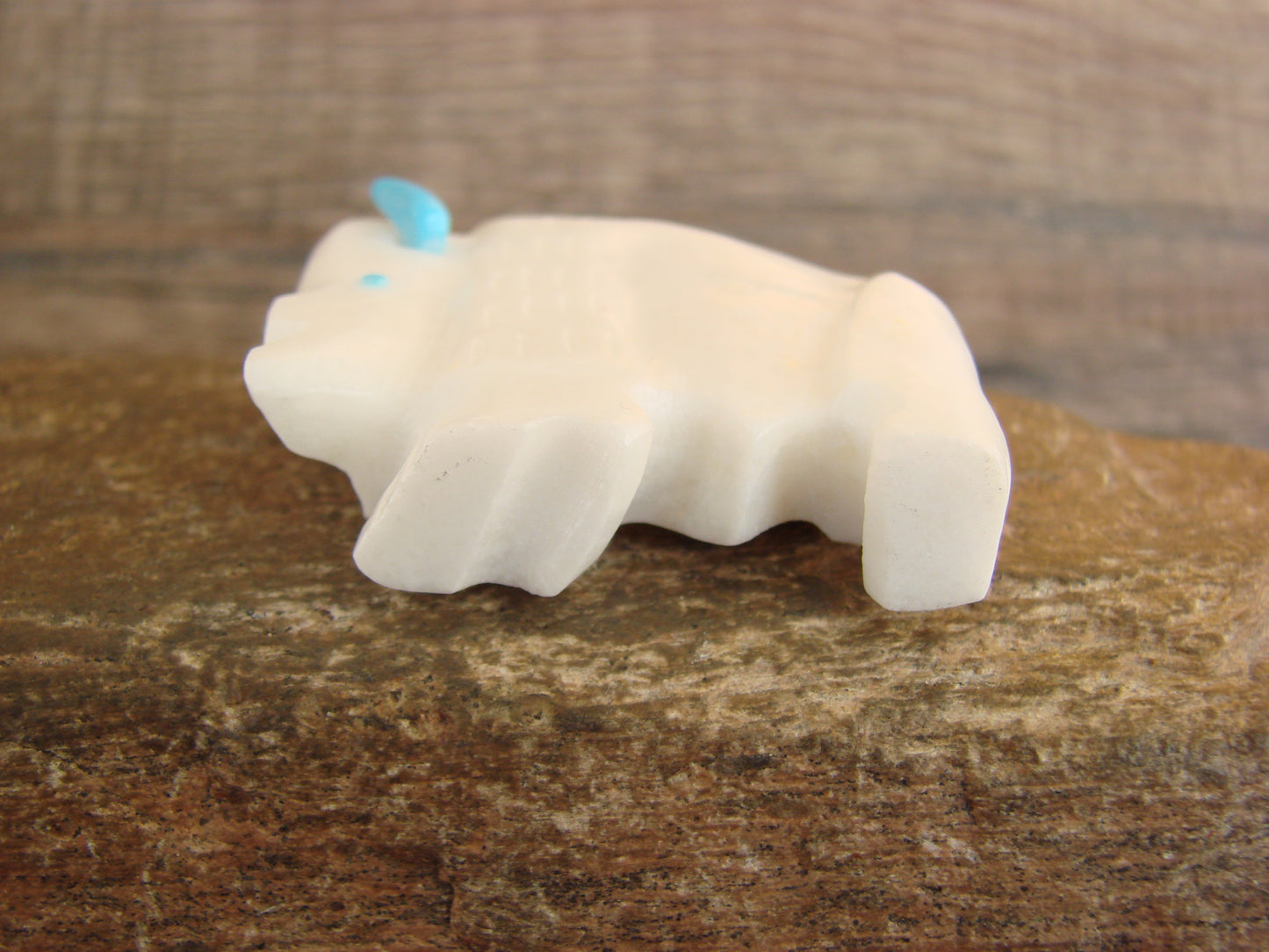 Native American Zuni Indian Hand Carved Buffalo Marble Fetish by Etsate