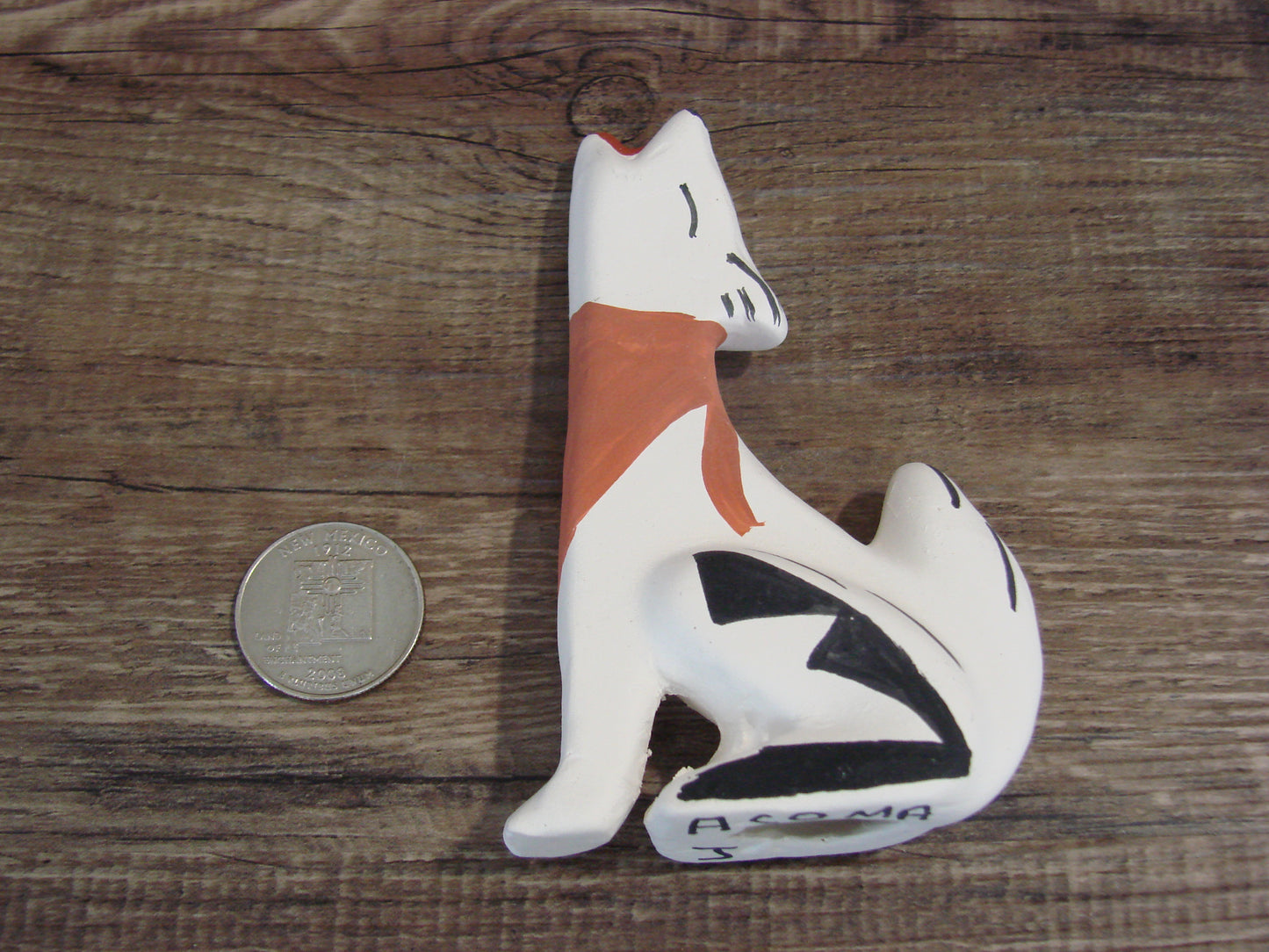 Small Native American Hand Painted Acoma Coyote Pottery by Chino
