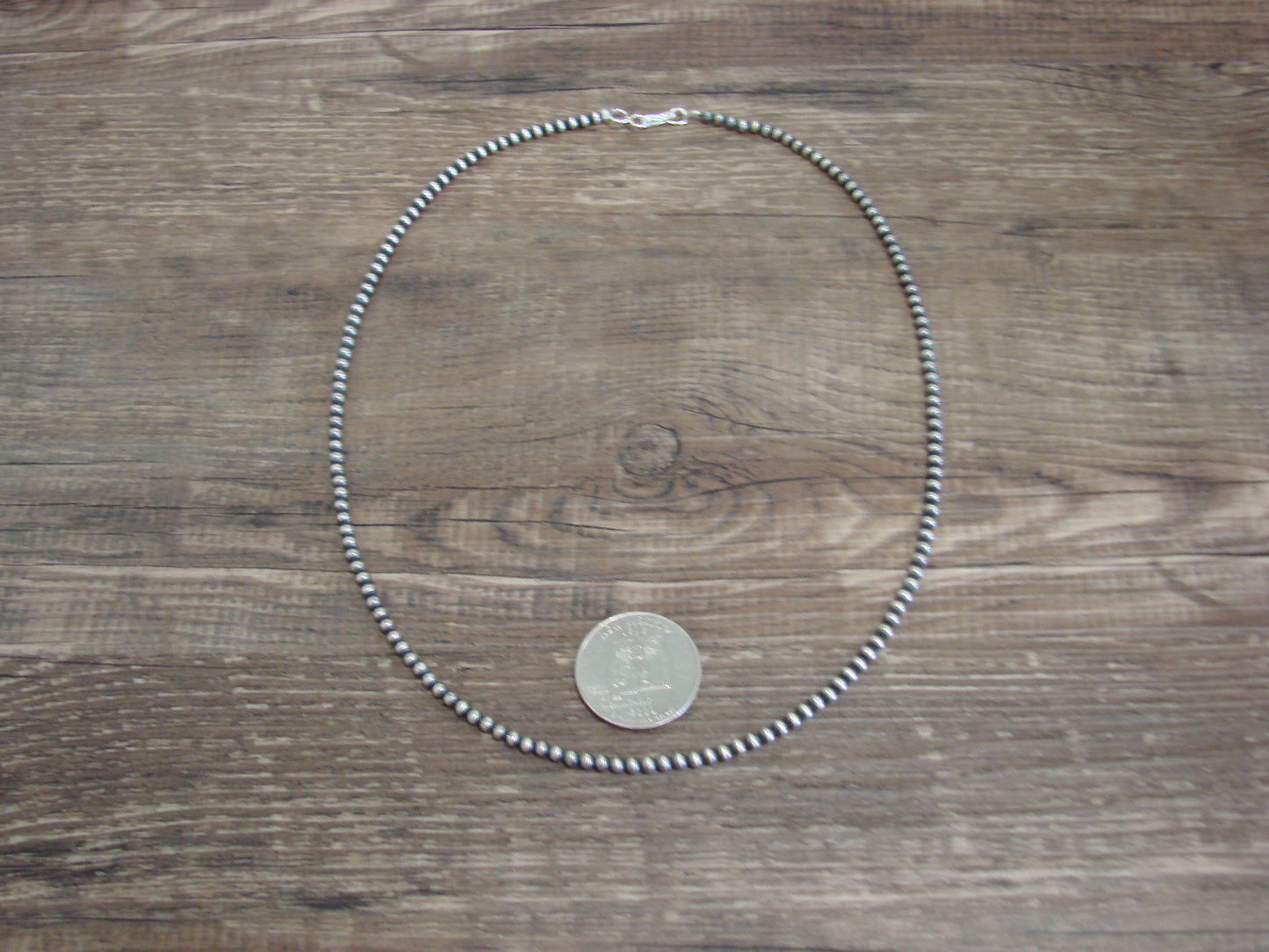Native American Sterling Silver 3mm Navajo Pearl 18" Necklace - Mariano